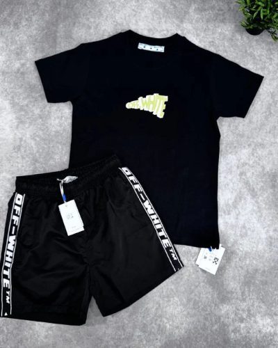 Off-White Urban Super Clone Quality T-Shirt & Shorts Set black and black