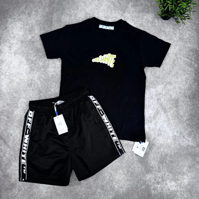Off-White Urban Super Clone Quality T-Shirt & Shorts Set black and black