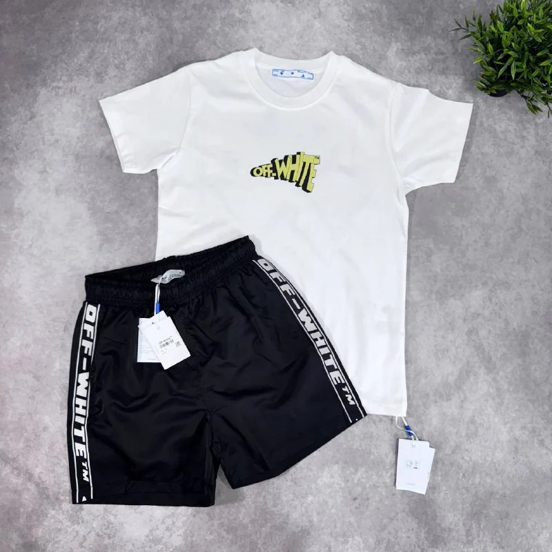 Off-White Urban Super Clone Quality T-Shirt & Shorts Set black and white