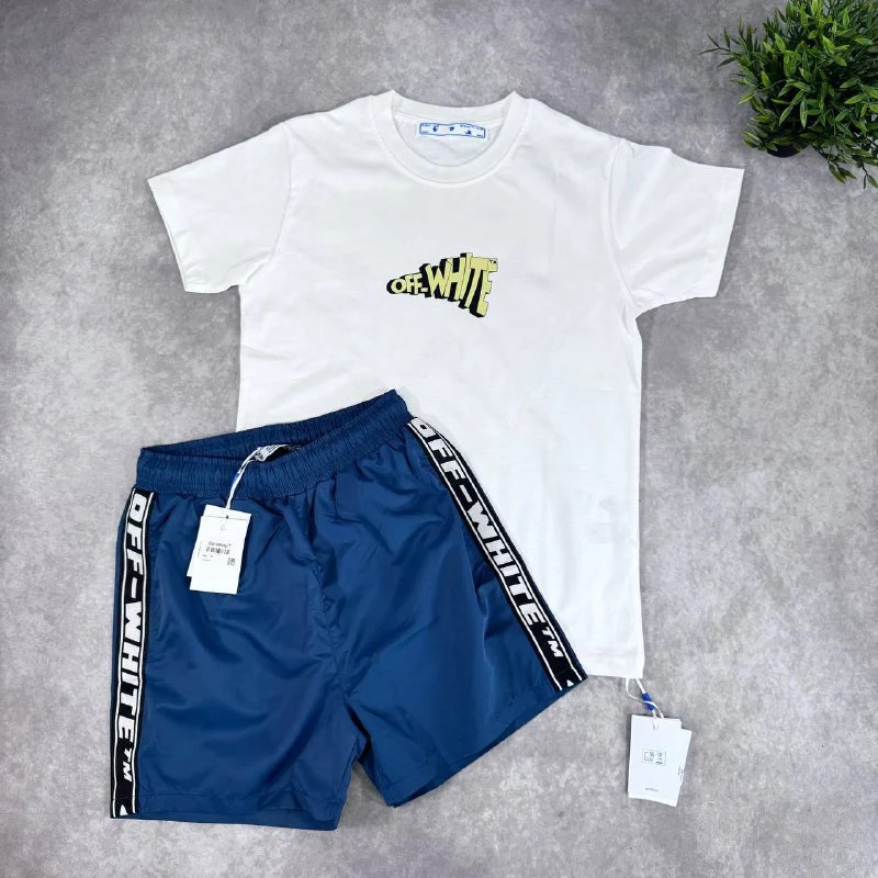 Off-White Urban Super Clone Quality T-Shirt & Shorts Set blue and white