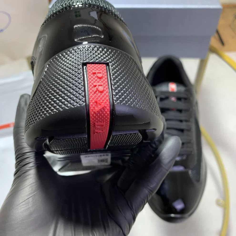 Prada America’s Cup Fabric Luxury Replica Trainers – Triple Black Design - Image 3