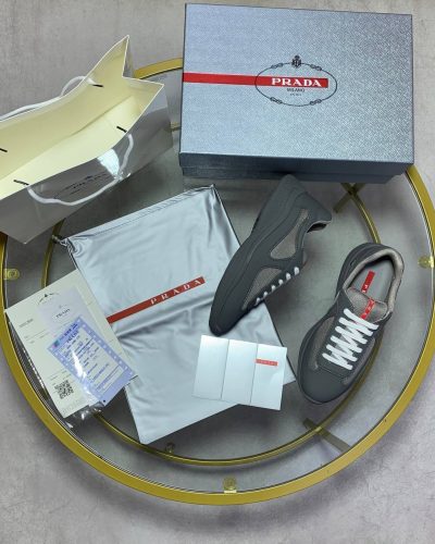 Prada America’s Cup Fabric Reps AAA Quality Sneakers – Grey