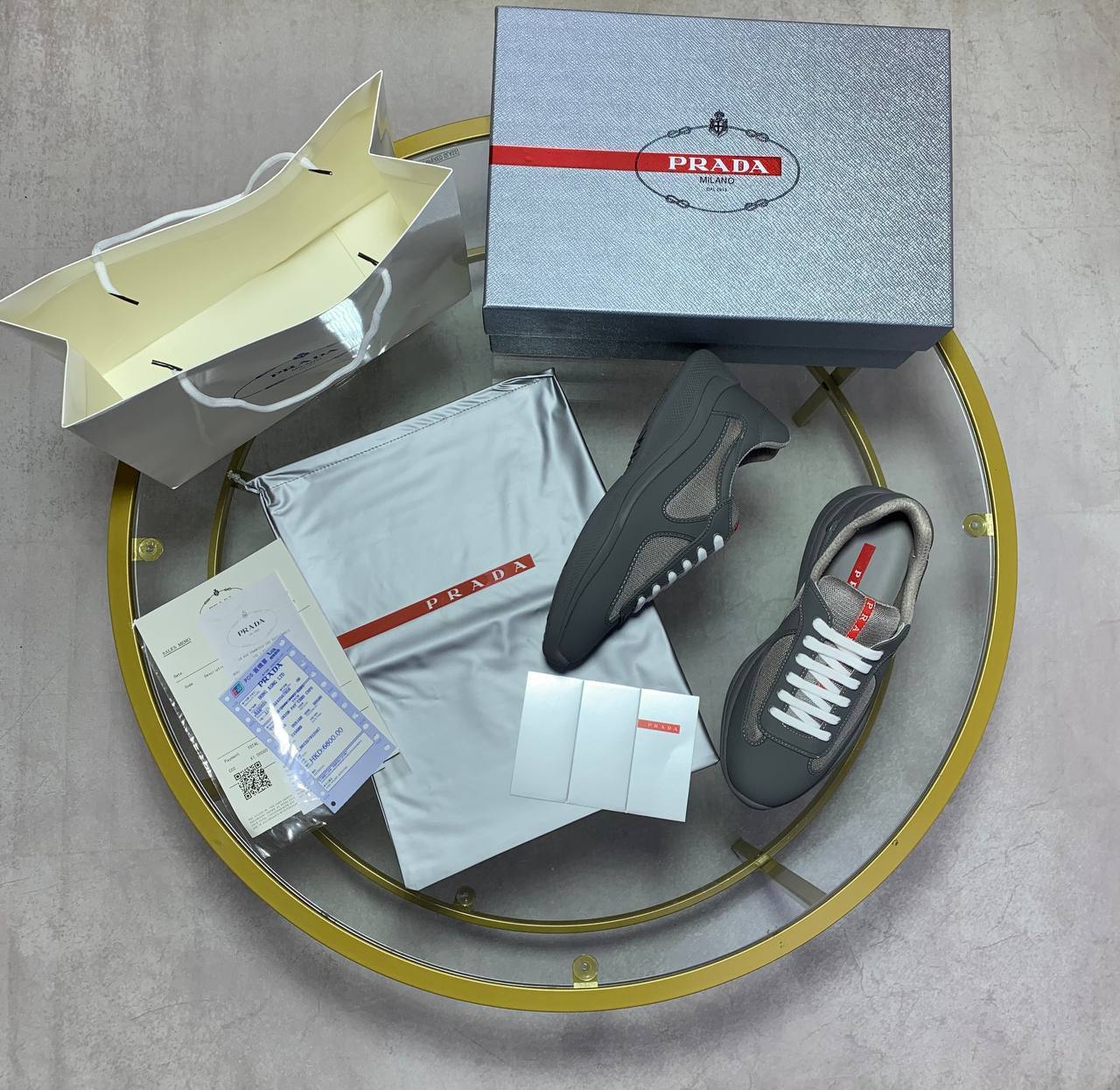 Prada America’s Cup Fabric Reps AAA Quality Sneakers – Grey