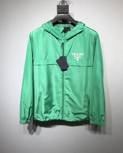 Prada Bright Green Hooded Lightweight Windbreaker