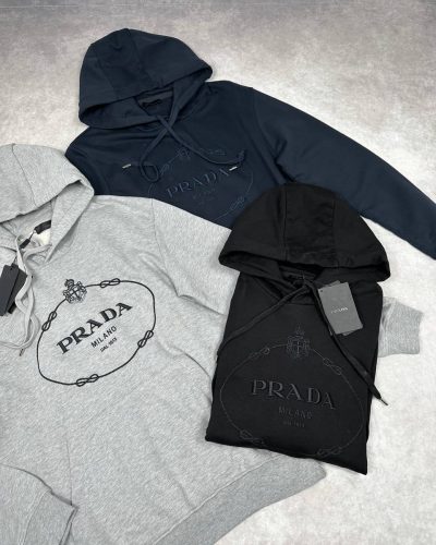 Prada Embroidered Luxury Fake Hoodie for Men – Multiple Colours