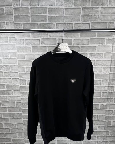 Prada Enamel Triangle Logo Technical Luxury Replica Jumper for Men black