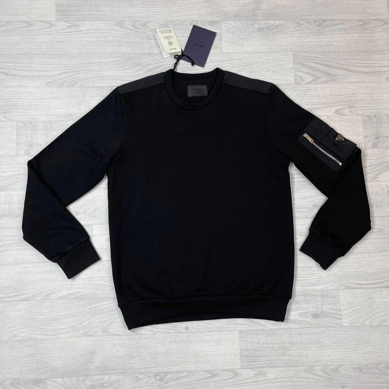 Prada Grip Crew-Neck Replica Jumper with Arm Pocket for Men