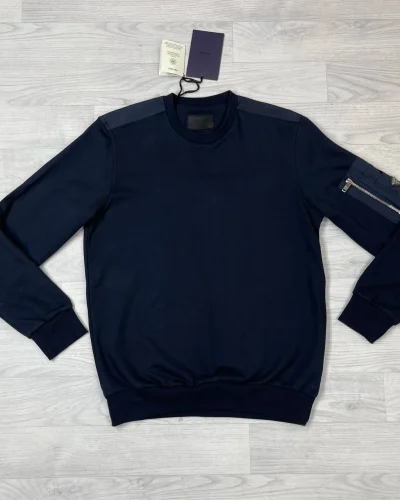 Prada International Grip Crew-Neck Replica Jumper with Arm Pocket navy