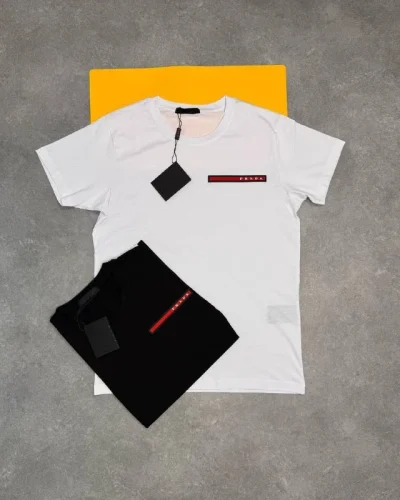Prada Linea Rossa Logo Crewneck Reps Premium T-Shirts – 2 Colours