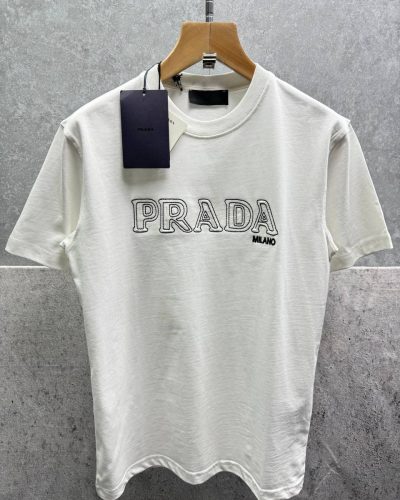 Prada Milano Appliqué Logo Luxury Replica T-Shirt for Men