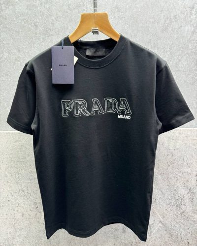 Prada Milano Appliqué Logo Luxury Replica T-Shirt for Men
