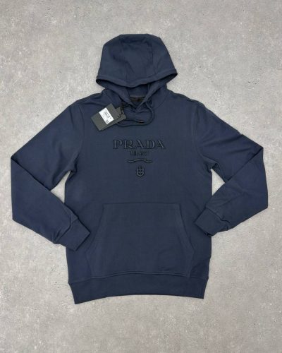 Prada Milano Embroidered AAA Quality Hoodie for Men – Blue