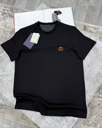 Prada Milano Gold-Bordered Crest First Copy T-Shirt