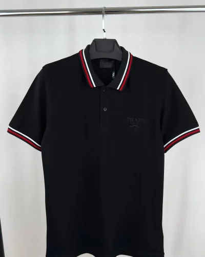 Prada Piqué Short-Sleeve Premium Quality Polo Shirt for Men – Black Colour Prada Piqué Short-Sleeve Premium Quality Polo Shirt for Men – Black Colour