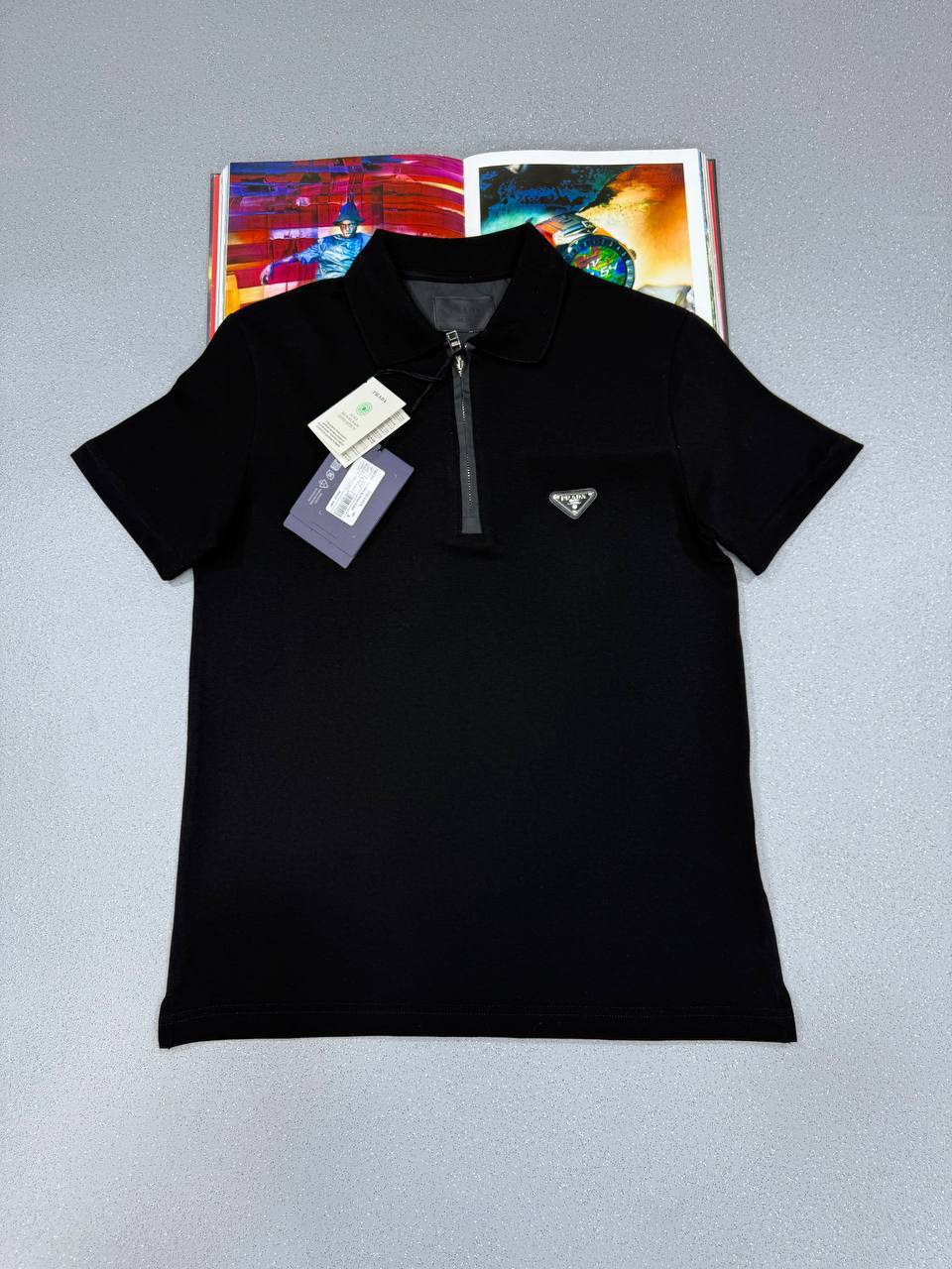Prada Quarter-Zip Premium Replica Polo Shirt for Men – Black Colour