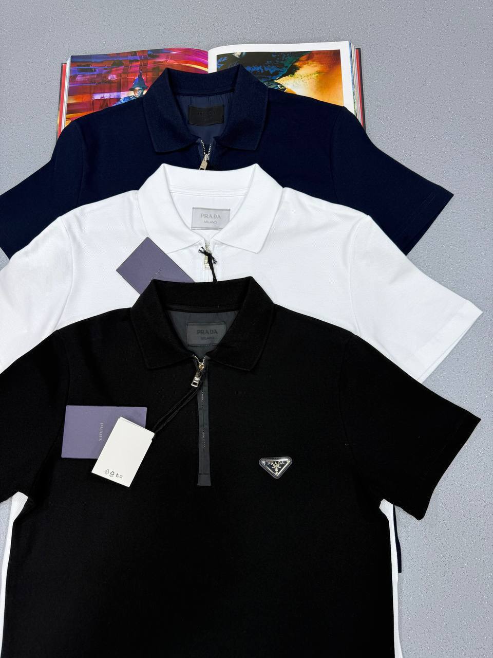 Prada Quarter-Zip Premium Replica Polo Shirt for Men – Multiple Colours - Image 2