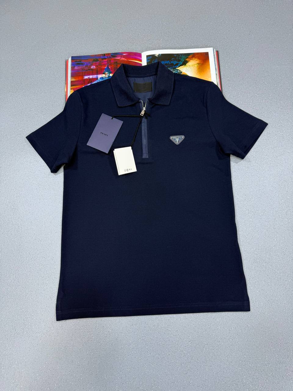 Prada Quarter-Zip Premium Replica Polo Shirt for Men – Navy Colours