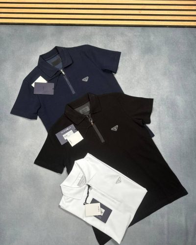 Prada Quarter-Zip Reps First Copy Polo Shirt for Men – Multiple Colours