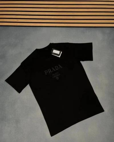Prada Raised Logo Cotton AAA Quality T-Shirt for Men