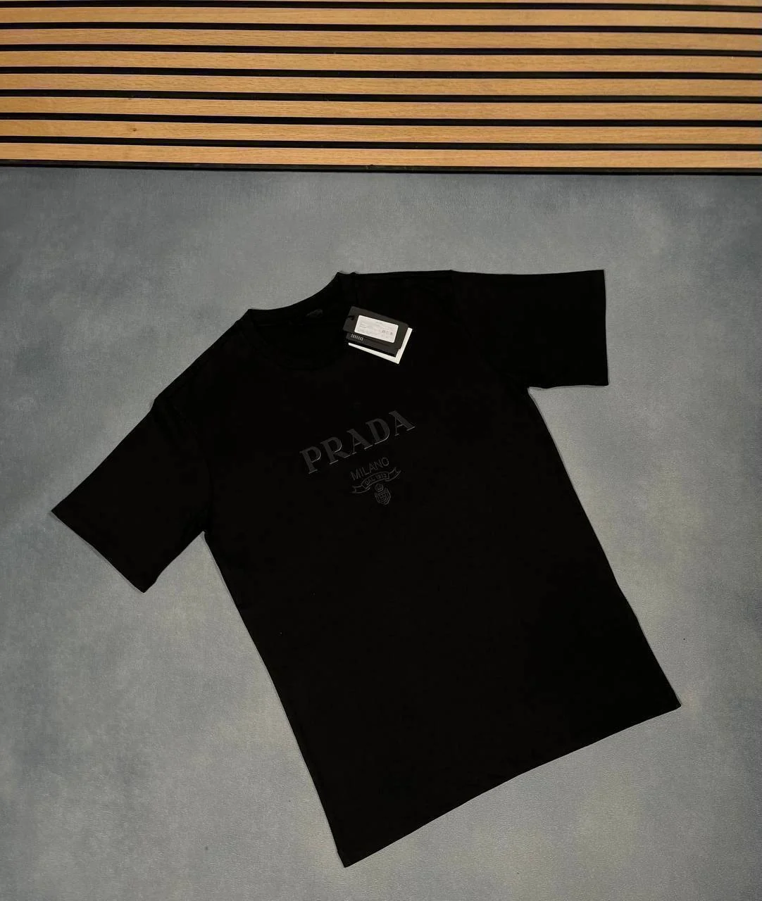 Prada Raised Logo Cotton AAA Quality T-Shirt for Men