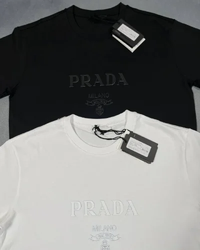 Prada Raised Logo Cotton AAA Quality T-Shirt for Men