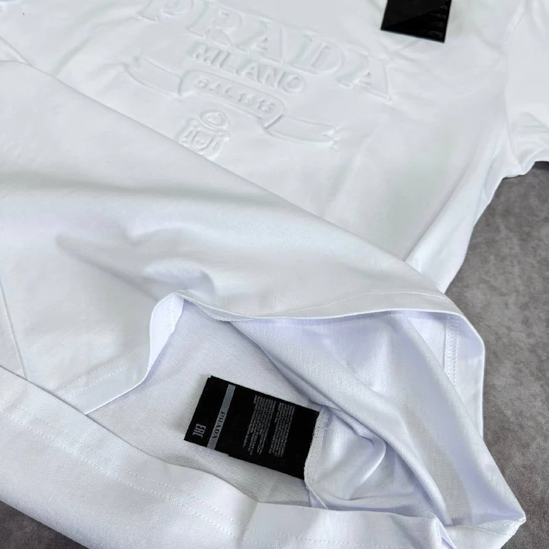 Prada Raised Logo Cotton AAA Quality T-Shirt for Men