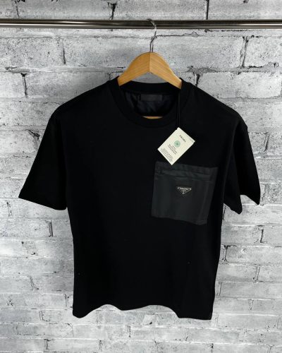 Prada Re-Nylon & Jersey Reps AAA Quality T-Shirt black color