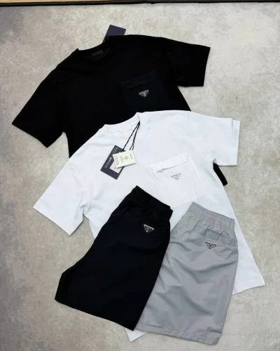 Prada Re-Nylon Pocket T-Shirt and Shorts Set for Men Replicas – Multiple Colours