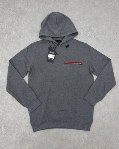 Prada Recycled Double Jersey Logo Replica Hoodie for Men – grey