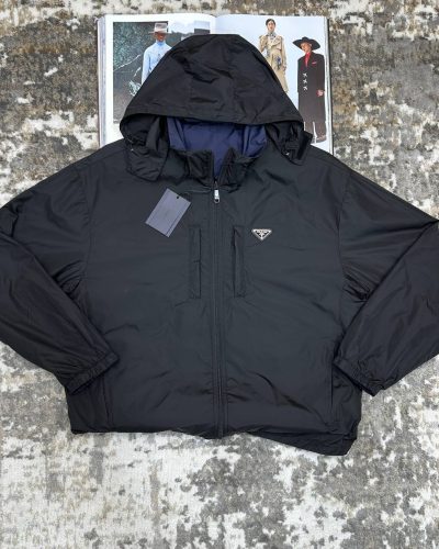 Prada Reversible Triangle Logo AAA Quality Jacket for Men – Black