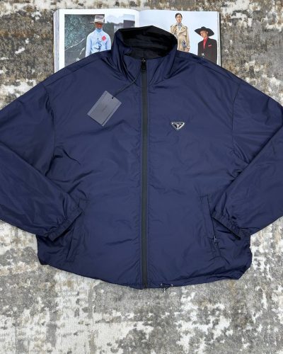 Prada Reversible Triangle Logo AAA Quality Jacket for Men – Black & Blue