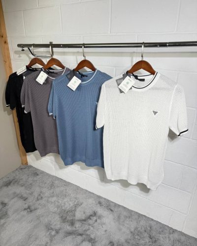 Prada Silk and Cotton Crew-Neck Knitted Luxury Fake T-Shirt for Men