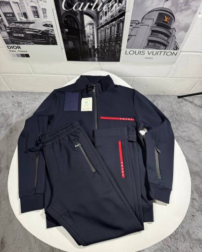 Prada Sport Logo 1:1 Replica Tracksuit for Men – Navy Blue