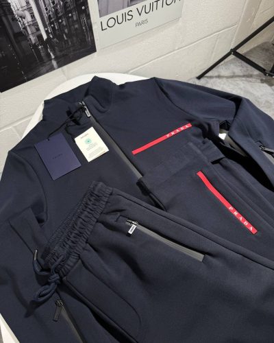 Prada Sport Logo 1:1 Replica Tracksuit for Men – Navy Blue