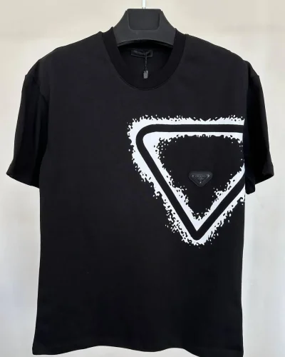 Prada Spray-Effect Triangle Logo Luxury Fake T-Shirt for Men