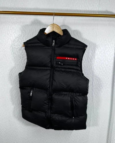 Prada Super Clone Quality Re-Nylon Padded Bodywarmer for Men – Black