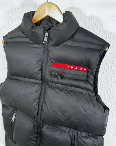Prada Super Clone Quality Re-Nylon Padded Bodywarmer for Men – Black