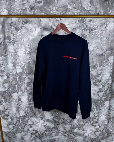 Prada Technical Logo Red Label Premium Quality Jumpers for Men – Navy Blue Colours