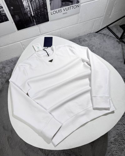 Prada Triangle Logo Crew-Neck Replica Jumper for Men – White