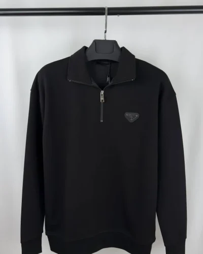 Prada Triangle Logo Half-Zip Cotton First Copy Jumper for Men – 2 Colours