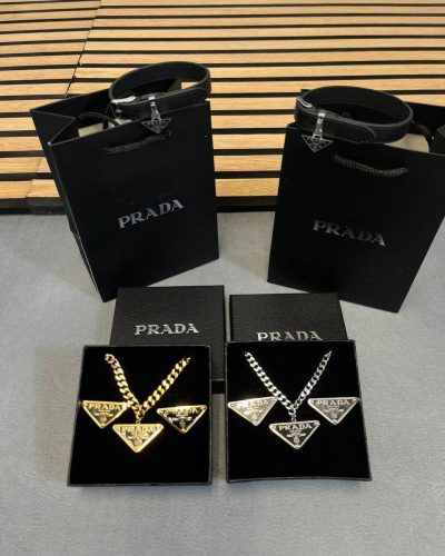 Prada Triangle Logo Jewellery Set for Women – 2 Colours