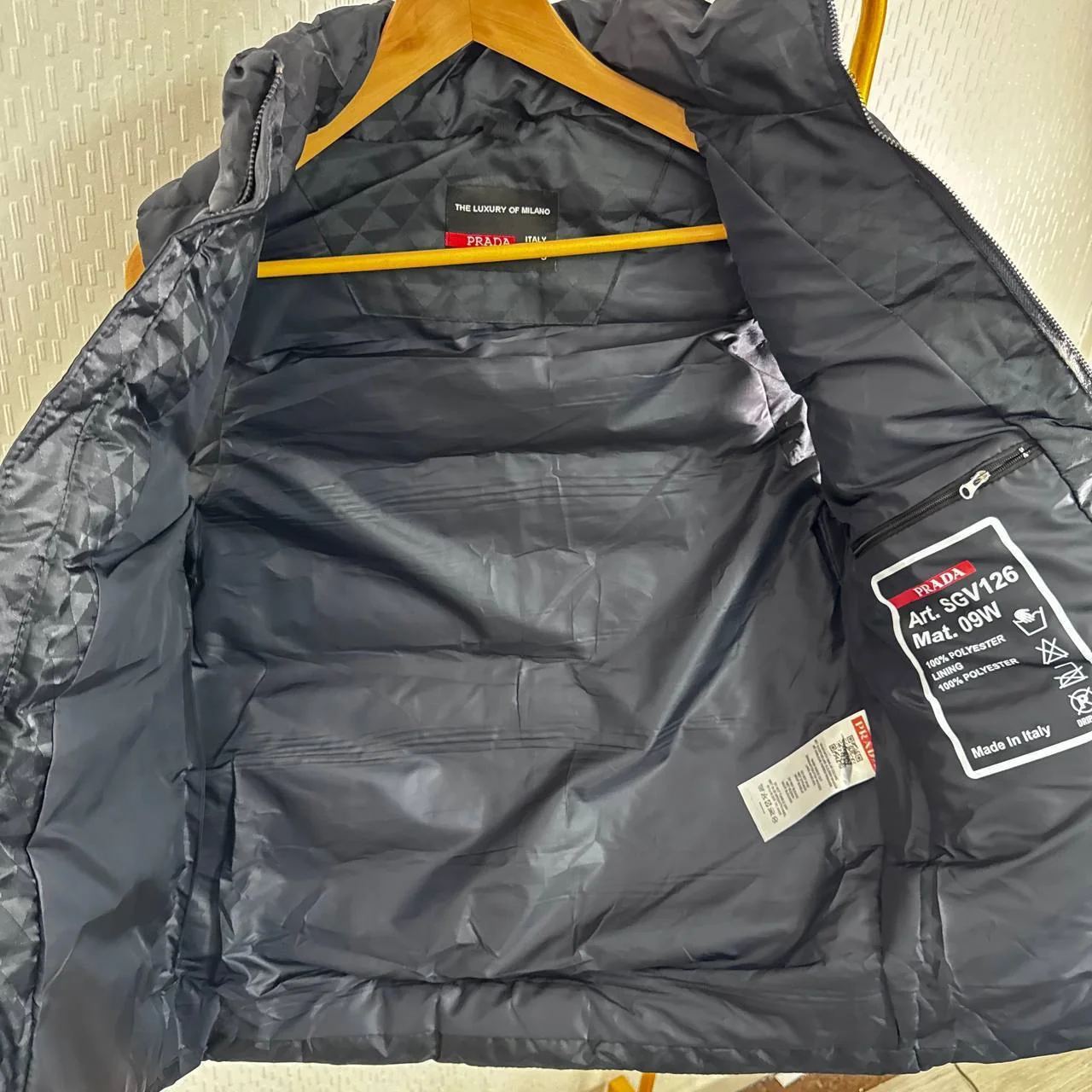 Prada Triangle Logo Padded Pocket Button First Copy Bodywarmer for Men – 2 Colours - Image 7