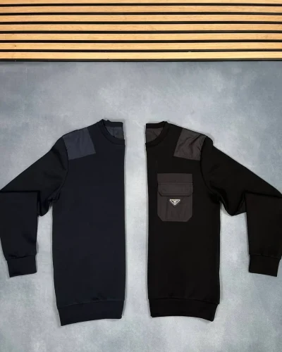 Prada Triangle-Logo Panelled Crew-Neck Jumper for Men