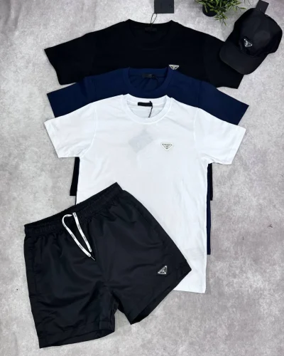Prada Triangle Logo Replica T-Shirt and Shorts Set for Men – Multiple Colours