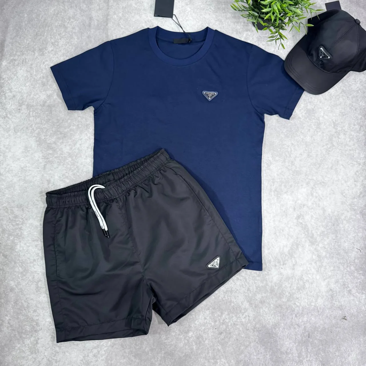 Prada Triangle Logo Replica T-Shirt and Shorts Set for Men – Multiple Colours - Image 4