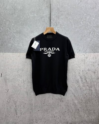 Prada Triangular Logo Wool Knit Luxury Replica T-Shirt – 2 Colours