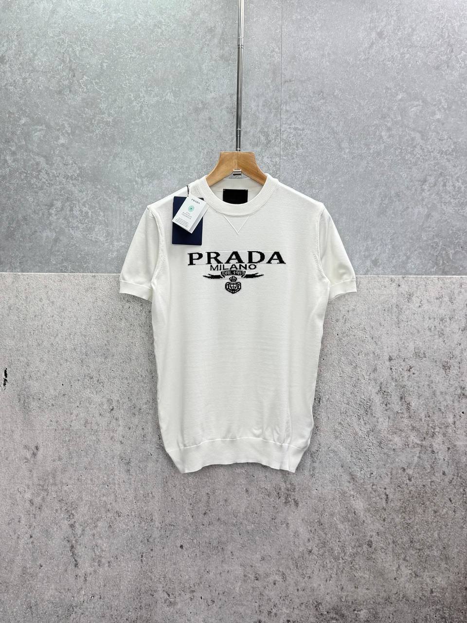 Prada Triangular Logo Wool Knit Luxury Replica T-Shirt – 2 Colours - Image 2