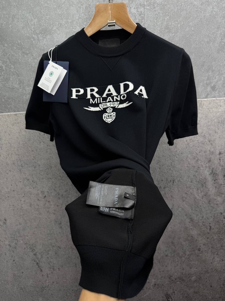 Prada Triangular Logo Wool Knit Luxury Replica T-Shirt – 2 Colours - Image 5