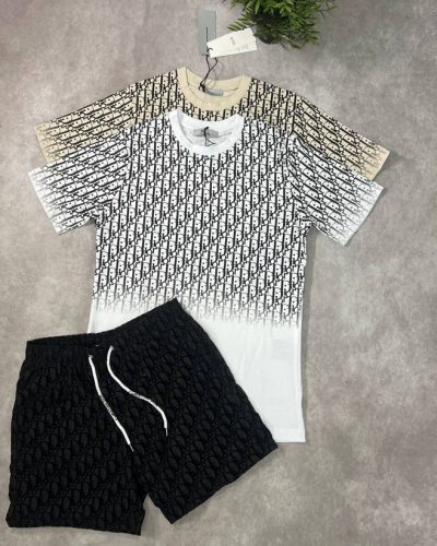Men's Gradient Oblique T-Shirt and Shorts Set