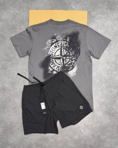 Stone Island Abstract Back Logo T-Shirt & Swim Shorts Set Reps AAA Quality